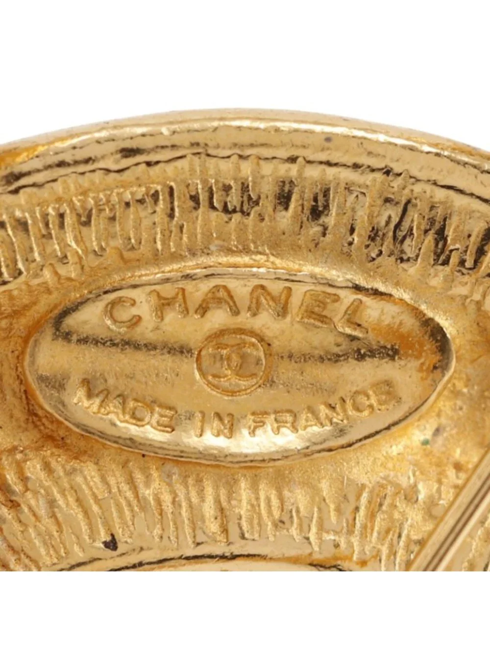 Chanel CC Logo Quilted Gold Plated Brooch